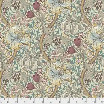Dusk Golden Lily Baumwollstoff – Original William Morris & Company Lizenzstoff – Free Spirit Fabrics Leicester Patchworkstoffe Online Kaufen