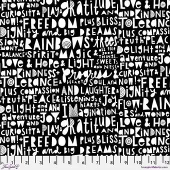 Schwarz-Weißer Schriftstoff „All good things“ by Cori Dantini – Writing on the Wall Free Spirit Fabrics Patchworkstoffe Ab Werk