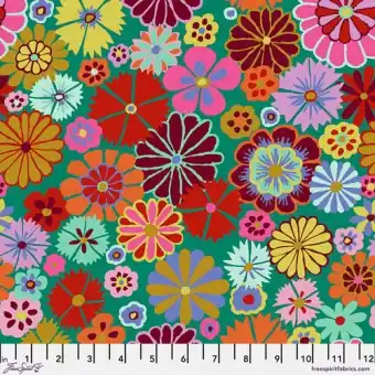 Multi Folk Flower Blumenstoff – Kaffe Fassett Collective Designerstoffe – Fall 2024 Patchworkstoff Geprüft