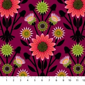 Großhandel Lifespan – Eggplant Blumenstoff – Anna Maria Iconic Lush Collective Designerstoffe – Patchworkstoff Meterware