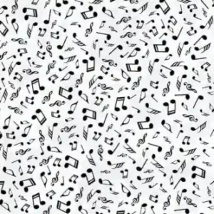Rabatt Musiknoten Patchworkstoff - White and Black - Stof Fabrics