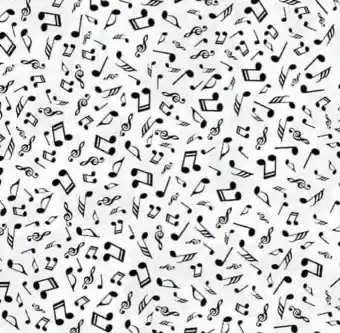 Rabatt Musiknoten Patchworkstoff – White and Black – Stof Fabrics