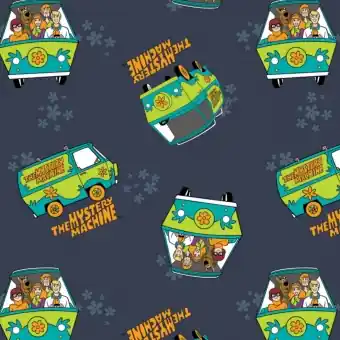 Saisonangebot Navy Scooby Doo & Gang Mystery Machine Comicstoff – Original Motivstoff – Warner Brothers Lizenzstoff