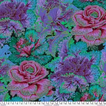 Dark Curly Kale Blumenstoff Kohlköpfen – Kaffe Fassett Collective Designerstoffe – Philip Jacobs Patchworkstoff Meterware Sichere Zahlung