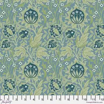 Exklusiv Dearle Blue Elmcote Rosenstoff – Emery Walker’s House – The Original Morris & Co. Lizenzstoff – Free Spirit Fabrics Patchworkstoffe