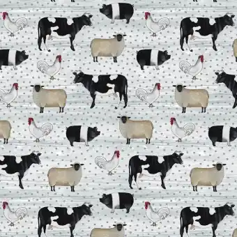 Handgefertigt Spring Hill Farm Tiermotivstoff – Bauernhoftiere by Benartex Patchworkstoffe