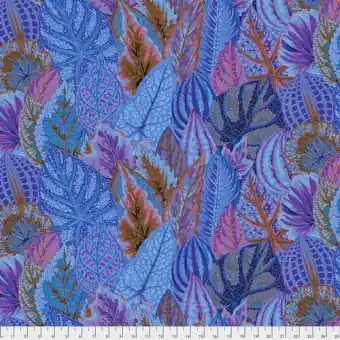 Schnäppchen Blue Coleus Leaves Blätterstoff – Phillip Jacobs for Kaffe Fassett Collective Designerstoffe – Winter / Spring 2020