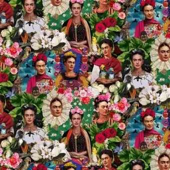 Hochwertig Esperanza Mexicana Motivstoff – Mexican Folklore Women’s Portraits & Flowers Ethnostoff