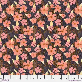 Slate Monica Floral Blümchenstoff – Bird Garden by Mia Charro Designerstoff – FreeSpirit Fabrics Patchworkstoffe Nur Heute