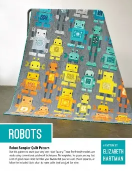 Exklusiv Robots! Pattern by Elizabeth Hartman – Roboter Patchworkdecke Schnittmuster