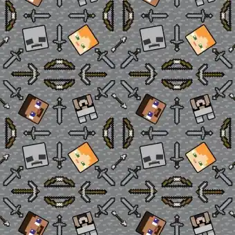 Minecraft Motivstoff – Pixel Toile Microsoft Lizenzstoff – Patchworkstoff mit Creeper Schnäppchen