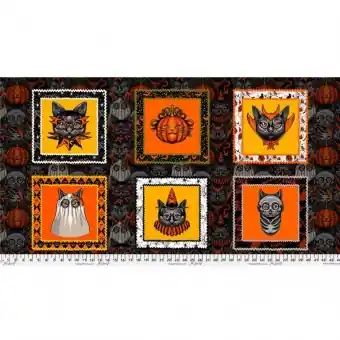 Sale PANEL Cat Costumes – Club Hauer Costumes & Cobwebs Halloween Designerstoff – Free Spirit Motivstoff