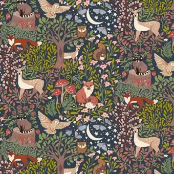 Neuheit Fuchs & Waldtiere Motivstoff – Night Enchanted – Under the Canopy by Jennifer Moore – Windham Fabrics Patchworkstoff