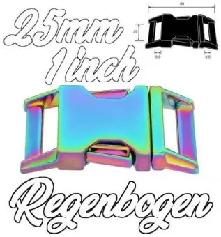Preiswert Regenbogen 25mm Steckverschluss – Rainbow Metall Steckschnalle 2,5cm / 1 inches