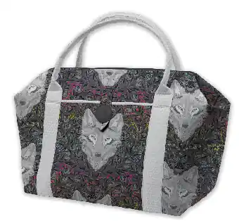 Reisetasche Carbon Wolf Weekend Duffle – Graywork Stoffpaket Tula Pink Designerstoff – FreeSpirit Patchworkstoffe Heißes Angebot