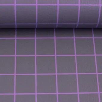 Kracherpreis Dunkelgrau Lavendel Happy Karos Kunstleder – Cherry Picking Lederimitat Karomuster Meterware