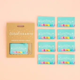 Original Quilting is my Superpower Labels – Sarah Hearts Webetiketten – Premium Woven Labels – Tied with a Ribbon Limited Edition