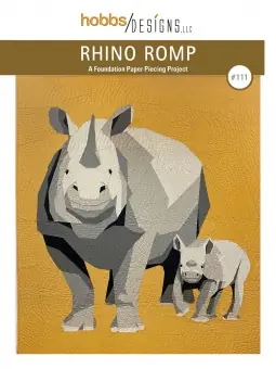Nur Heute Rhinozeros Patchworkdecke FPP Schnittmuster Nashorn – Rhino Romp Foundation Paper Piecing Pattern by Hobbs Designs