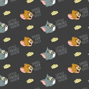Neue Ware Original Tom & Jerry Lizenzstoff – Motivstoff mit Katze & Maus „Little Troublemaker“