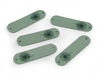 Gleich Bestellen Pusteblume Kunstlederlabel – Kunstleder Etikett Löwenzahn Aufnäher – Salbeigrün – 1 Stück