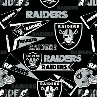 Las Vegas Raiders Motivstoff – Original NFL Lizenzstoff – American Football Meterware (vormals LA & Oakland) Preisknaller