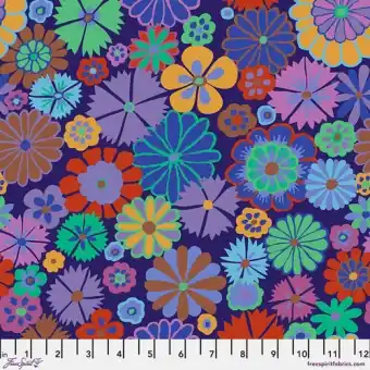 Purple Folk Flower Blumenstoff – Kaffe Fassett Collective Designerstoffe – Fall 2024 Patchworkstoff Highlight