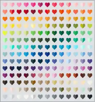Color Card Hearts Quilt Materialpackung – Stoffpaket & Anleitung KONA Cotton Solids Herzchen Patchworkdecke Limited Edition