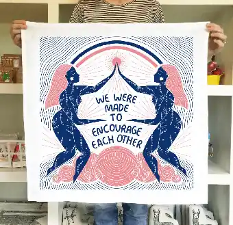 Gingiber Encourage Floursack Tea Towel – Handbedruckte Designer-Geschirrtücher Direktkauf