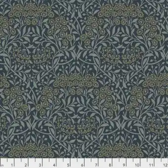 Ink Michaelmas Daisy Baumwollstoff – Original William Morris & Company Lizenzstoff – Free Spirit Fabrics Mineral Patchworkstoffe Sonderangebot