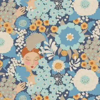 Ausverkauf Wallflower Blue – Tildas Wallflower Blümchenstoffe – Original skandinavischer Tildastoff