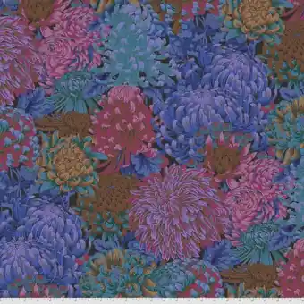 Dark Hokusai’s Mums Blumenstoff – Kaffe Fassett Collective Designerstoffe – Philip Jacobs Patchworkstoff Meterware Ab Werk