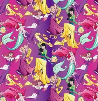 Original Prinzessinnen Disneystoff mit Belle, Cinderella, Rapunzel & Dornröschen – Disney’s „Every girl is a princess“ Originalstoff – Meterware Lizenzstoff Sichere Zahlung