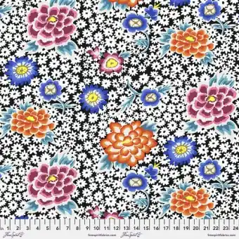 Markenprodukt Contrast Charlotte Flower Blumenstoff – Kaffe Fassett Collective Designerstoffe & Patchworkstoff Meterware