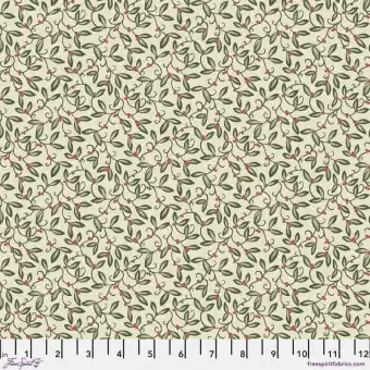Jetzt Bestellen Mistletoe Cream Baumwollstoff – Original William Morris & Company Lizenzstoff – Free Spirit Fabrics The Cotswold Holiday Collection Patchworkstoffe