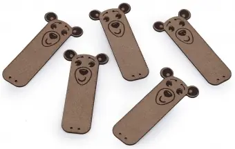 Direktkauf Bärchen Kunstlederlabel – Kunstleder Etikett Aufnäher – Dunkel-Beige – 1 Stück