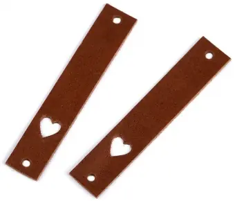 Herzchen Lederlabel – Echtleder Etikett Aufnäher – Cognac-Braun – 1 Stück Abverkauf