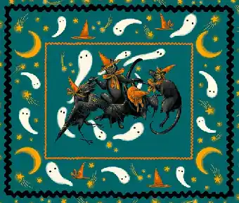 Im Trend PANEL Familiar Dance – Rachel Hauer Storybrook Halloween Designerstoff – Free Spirit Motivstoff