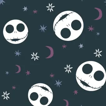 Heute Kaufen Nightmare before Christmas Lizenzstoff – Jack Skellington Starlight Heads Disneystoff / Halloweenstoff