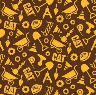 Highlight Caterpillar Werkzeugstoff – CAT Baustellenstoff – Original Lizenzstoff – Buildin Crew Construction SetMotivstoff