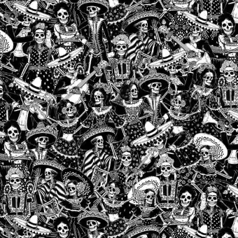 Día de los Muertos Skelettstoff – Mexicana Stroke of Genius Motivstoff – Mexican Folklore Ethnostoff Billig