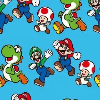 Weltweiter Versand Super Mario Brothers Friends Jump Motivstoff – Nintendo Lizenzstoff – Patchworkstoff mit Mario, Luigi, Yoshi, Toadstool