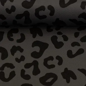 Dunkelgrau Schwarz Happy Leo Kunstleder – Cherry Picking Lederimitat Leopardenmuster Meterware Gleich Bestellen