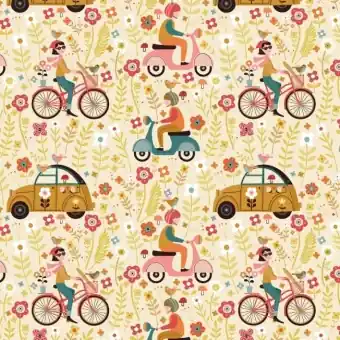 L’Art de Vivre – Bon Voyage Bee Brown Designerstoff – Blümchenstoff von Dashwood Studio Kostenloser Rückversand