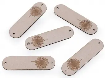 Pusteblume Kunstlederlabel – Kunstleder Etikett Löwenzahn Aufnäher – Grau-Beige – 1 Stück Expressversand