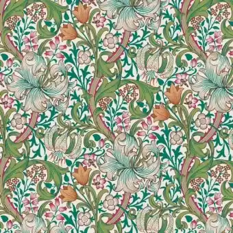 Geprüft Fuchsia Golden Lily Baumwollstoff – Original William Morris & Company Lizenzstoff – Free Spirit Fabrics Bedford Park Patchworkstoffe