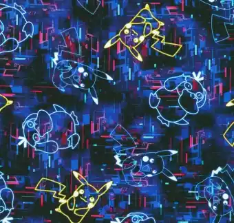 Neue Ware Pokémon Neon Lights Lizenzstoff – The Pokémon Company Baumwollwebware