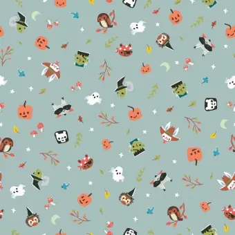 Beliebt Gruseliger Motivstoff – Grey Tiny Treaters by Jill Howarth Halloweenstoff – Riley Blake Patchworkstoffe
