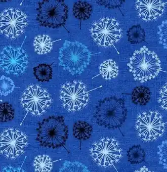 Quilting Rainbow-Pusteblumen-Blau- Stof Fabrics Patchworkstoffe Schneller Versand