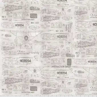 Flugzeug-Baupläne / Model Airplanes – Parchment Model Airplanes – Tim Holtz Eclectic Elements Monochrome Patchworkstoffe Nur Für Kurze Zeit