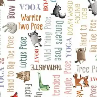 Saisonangebot Yoga Tiere – Yogastoff mit Waldtieren – Motivstoff – Mint Michael Miller Patchworkstoff